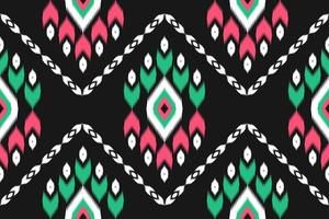 arte de patrón étnico de tela. patrón sin costuras ikat en tribal. estilo americano, mexicano. diseño para fondo, papel pintado, ilustración vectorial, tela, ropa, moqueta, textil, batik, bordado. vector