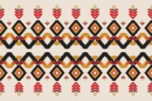 patrón sin costuras ikat en tribal. arte de patrón étnico de alfombras. estilo americano, mexicano. diseño para fondo, papel pintado, ilustración vectorial, tela, ropa, moqueta, textil, batik, bordado. vector