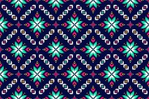Ethnic flower ikat seamless pattern traditional. Fabric tribal style. Design for background, wallpaper, vector illustration, fabric, clothing, carpet, textile, batik, embroidery.
