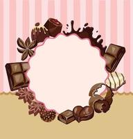 A set of four Valentines Day cards with various chocolates arranged as frames, illustration. without sample text. vector