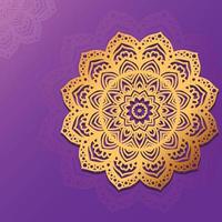 luxury ornamental mandala design in gold and parpel color vector