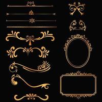 Gorgeous golden ornaments collection vector