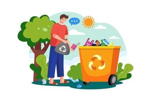 Man Picking up trash Illustration concept on white background vector