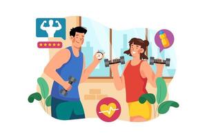 Fitness couches training woman in gym vector