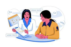 Female nutritionist doctor giving nutrition plan vector