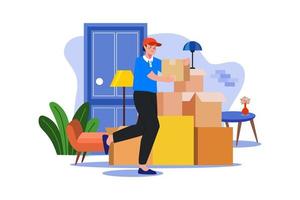 Delivery man shifting boxes vector