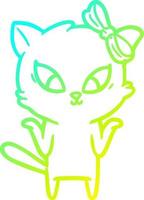 cold gradient line drawing cartoon cat vector