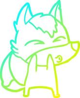 cold gradient line drawing cartoon wolf whistling vector