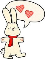 cartoon rabbit in love and speech bubble in comic book style vector