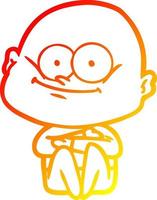 warm gradient line drawing cartoon bald man staring vector