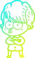 cold gradient line drawing cartoon woman vector