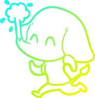 cold gradient line drawing cute cartoon elephant spouting water vector