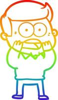 rainbow gradient line drawing cartoon shocked man vector