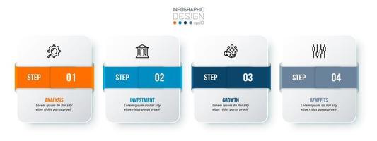 concepto de negocio de plantilla infográfica con paso. vector