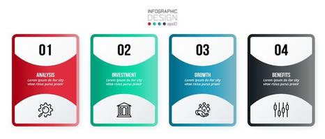 concepto de negocio de plantilla infográfica con paso. vector