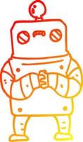 warm gradient line drawing cartoon robot vector