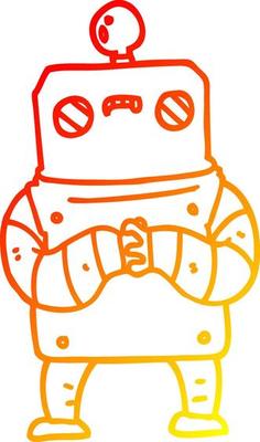 warm gradient line drawing cartoon robot