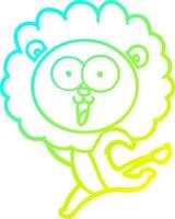 cold gradient line drawing happy cartoon lion vector