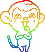 rainbow gradient line drawing crazy cartoon monkey vector