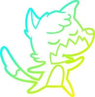 cold gradient line drawing friendly cartoon fox vector