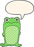 cartoon staring frog and speech bubble in comic book style vector