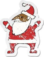 retro distressed sticker of a cartoon santa claus vector