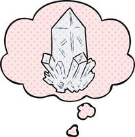 cartoon quartz crystal and thought bubble in comic book style vector