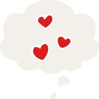 cartoon love heart and thought bubble in retro style vector