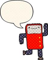 cartoon robot and speech bubble in comic book style vector