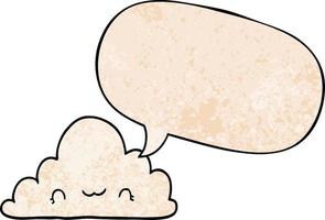 cute cartoon cloud and speech bubble in retro texture style vector