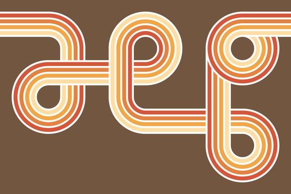 colorful rainbow retro vintage style rounded striped lines background