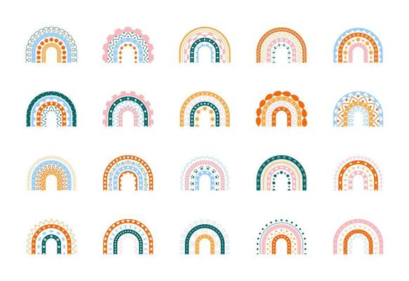 Scandinavian rainbow with ornaments