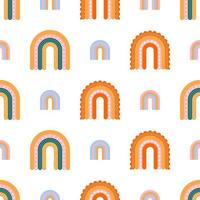 Scandinavian rainbow with ornaments seamless pattern vector
