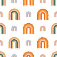 Scandinavian rainbow with ornaments seamless pattern vector