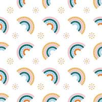 Scandinavian rainbow with ornaments seamless pattern vector