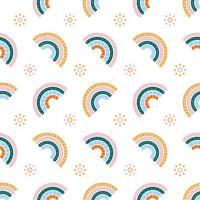 Scandinavian rainbow with ornaments seamless pattern vector