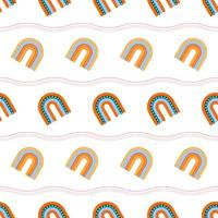 Scandinavian rainbow with ornaments seamless pattern vector