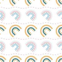 Scandinavian rainbow with ornaments seamless pattern vector