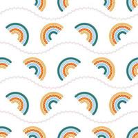 Scandinavian rainbow with ornaments seamless pattern vector