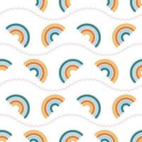 Scandinavian rainbow with ornaments seamless pattern vector