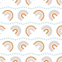 Scandinavian rainbow with ornaments seamless pattern vector