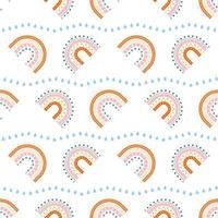 Scandinavian rainbow with ornaments seamless pattern vector