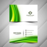 Elegant green color wave style business card template vector