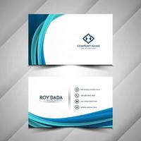 Modern blue wave style business card template vector