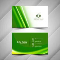 Elegant green color wave style business card template vector