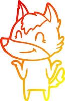 warm gradient line drawing friendly cartoon wolf vector