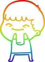 rainbow gradient line drawing cartoon happy boy vector