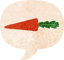 cartoon carrot and speech bubble in retro textured style vector