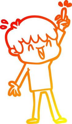 warm gradient line drawing cartoon laughing boy