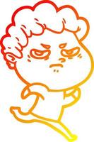 warm gradient line drawing cartoon angry man vector